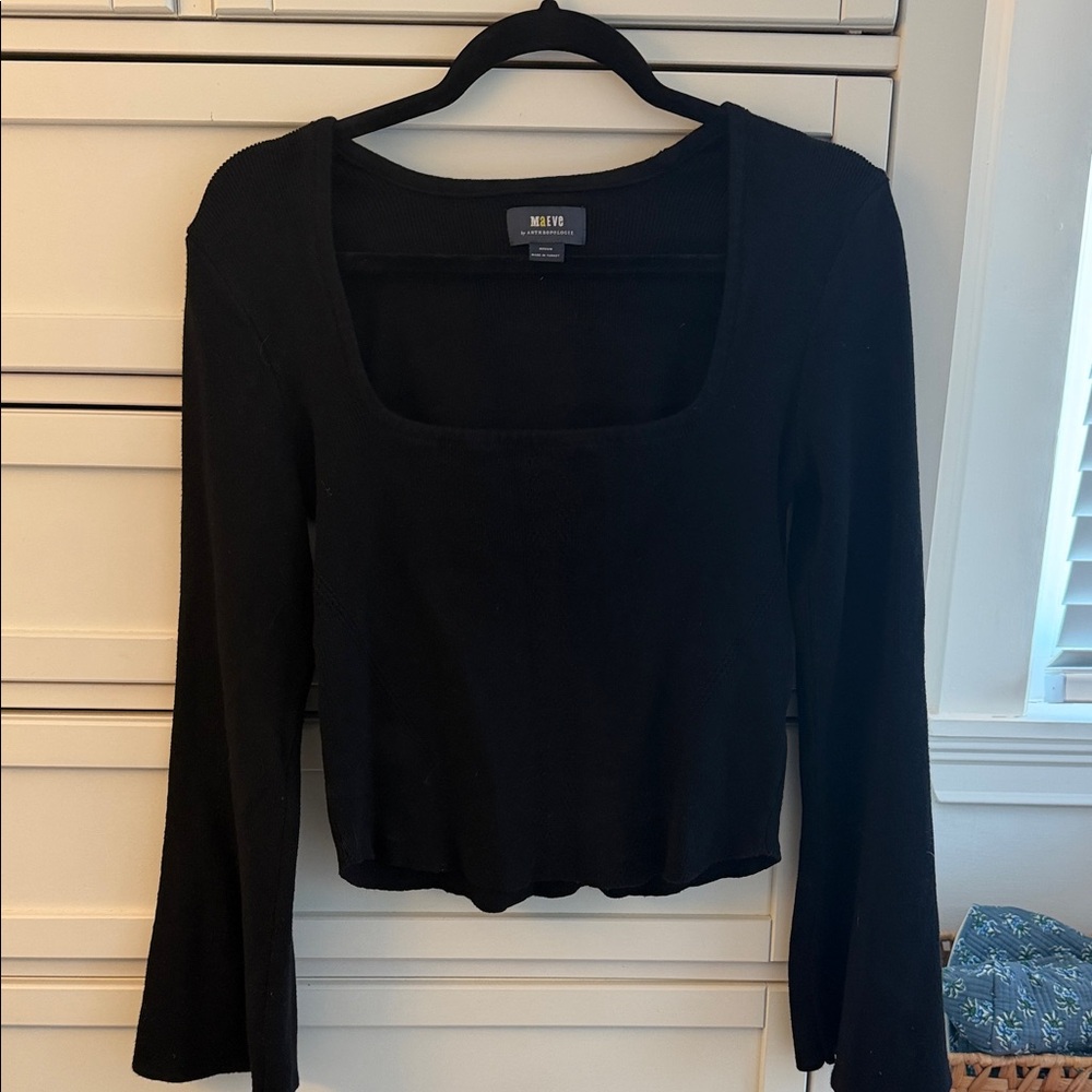 Anthropologie Maeve Women's Black Long Sleeve sweater
